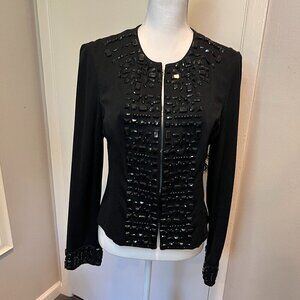 INC International Concepts Black Beaded Jacket, Size Medium